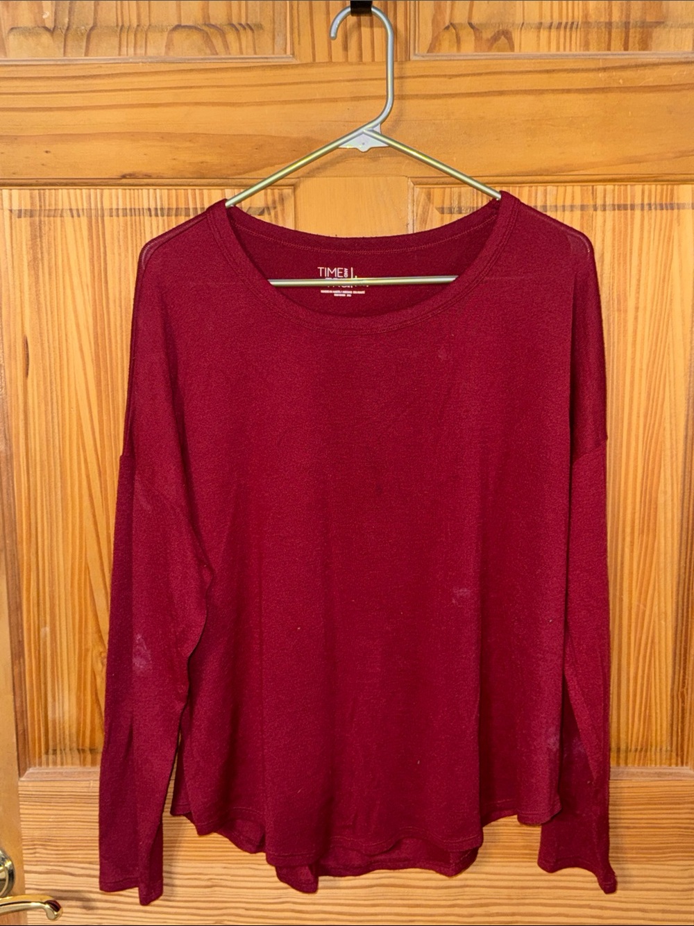 Time and Tru Burgundy Crewneck Long Sleeve Sweater